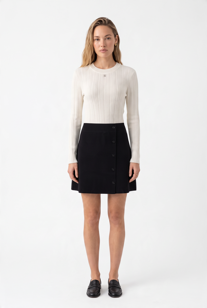 Ivory Knit Elegance Mini Dress