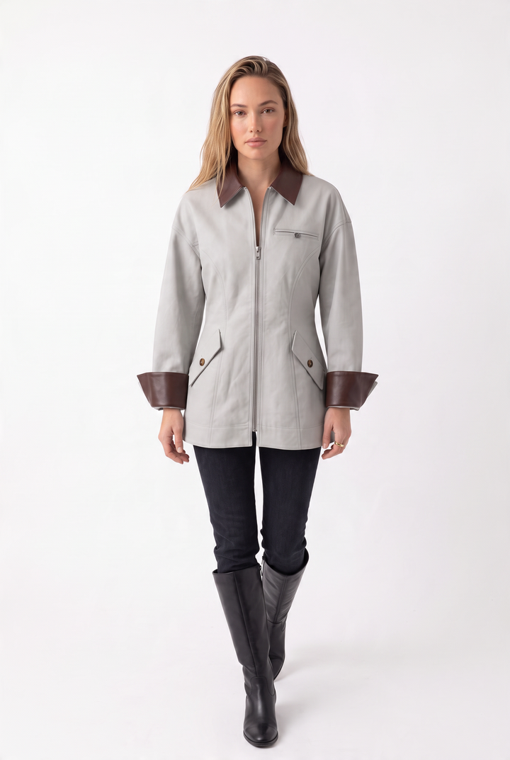 Valencia Leather Trim Zip Jacket