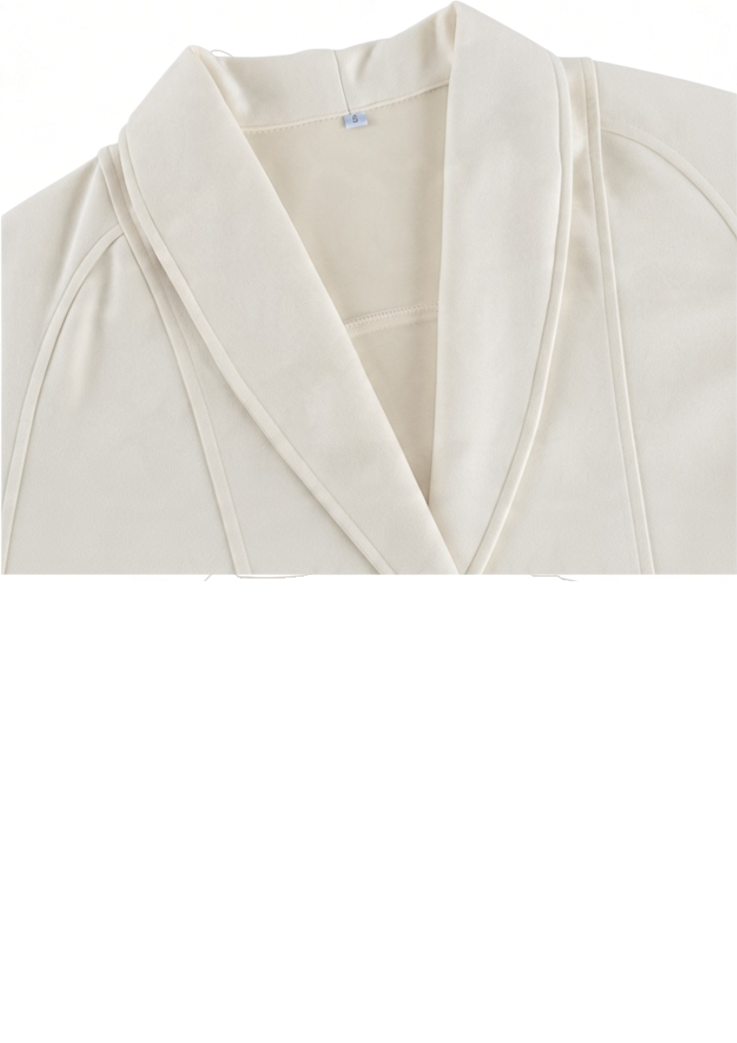 lily Elise suede-effect wrap jacket in cream with an elegant shawl collar and soft minimalist finish