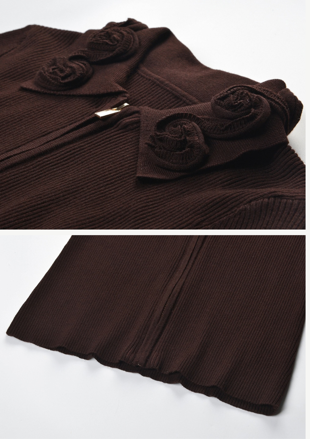 Rosette Collar Zip Cardigan