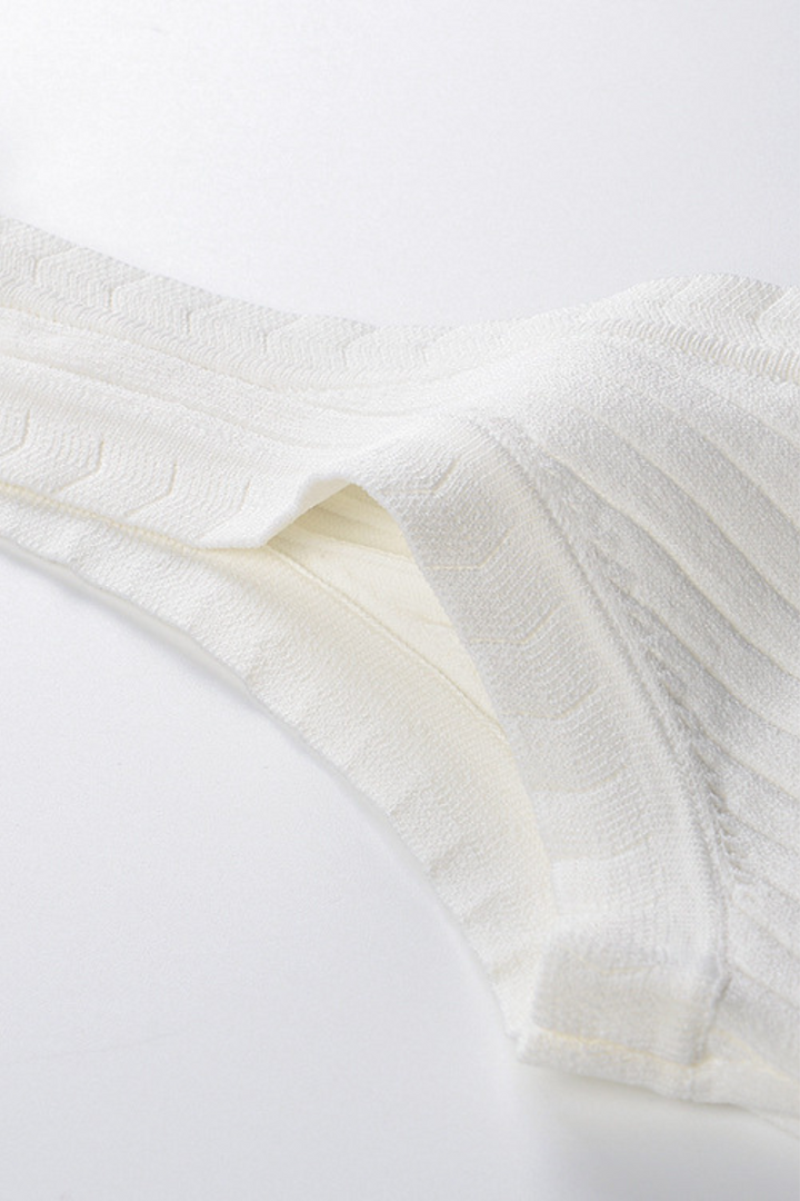 Lily – Ribbed Button Front Cardigan Top in White