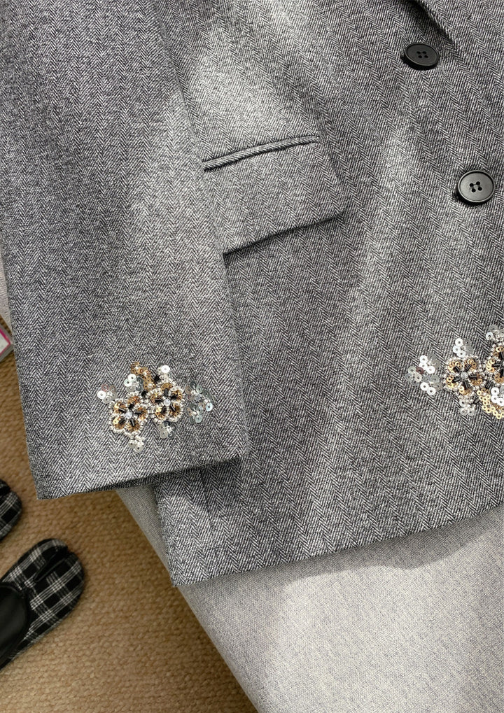 Classic Chic Embellished Sequin Wool Knit Set