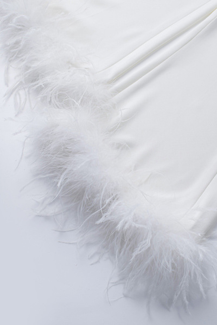 Satin Luxe Hour Feather Suit Set
