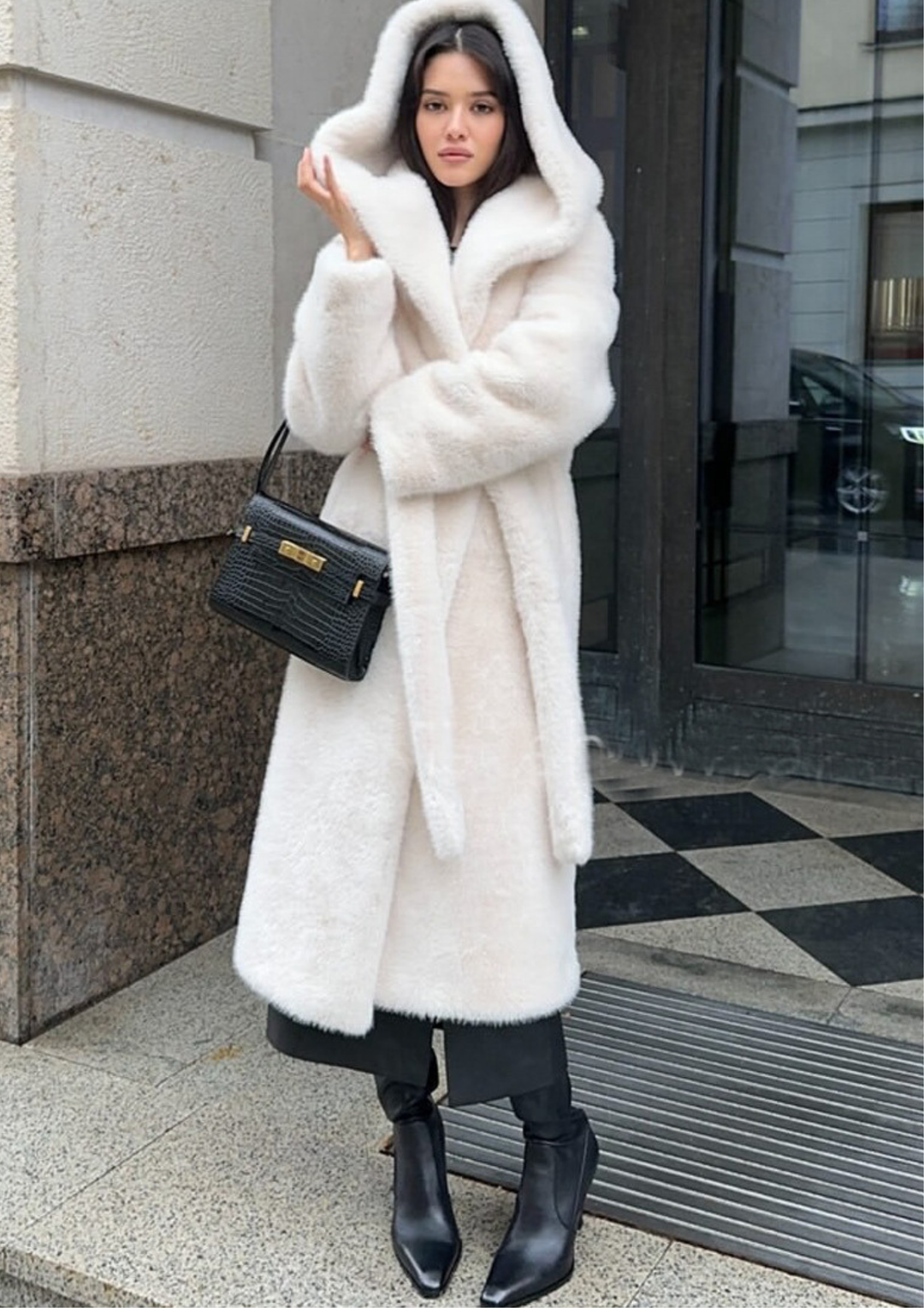 Bianca Luxe Hooded Faux Fur Coat