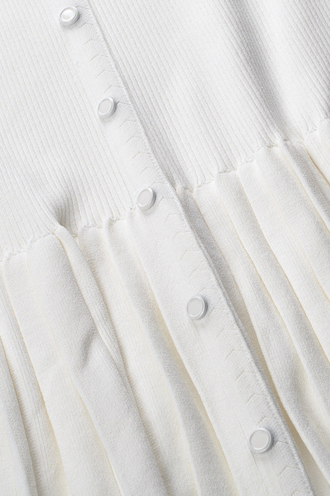 Lily – Ribbed Button Front Cardigan Top in White