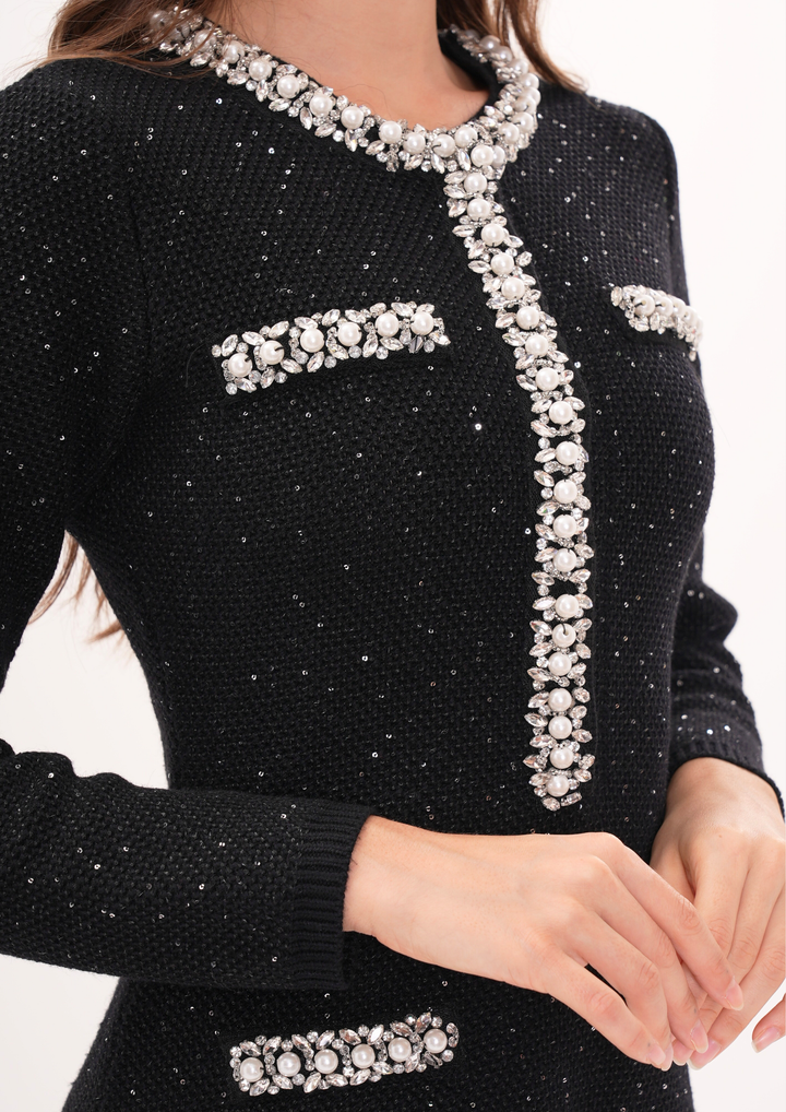Averly pearl Luxe Sequin Knit Sparkle Mini Dress