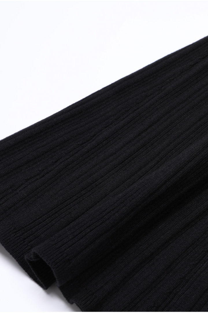 Majestic Knit Contrast Cuffs Sculpted Waist  Maxi Dress