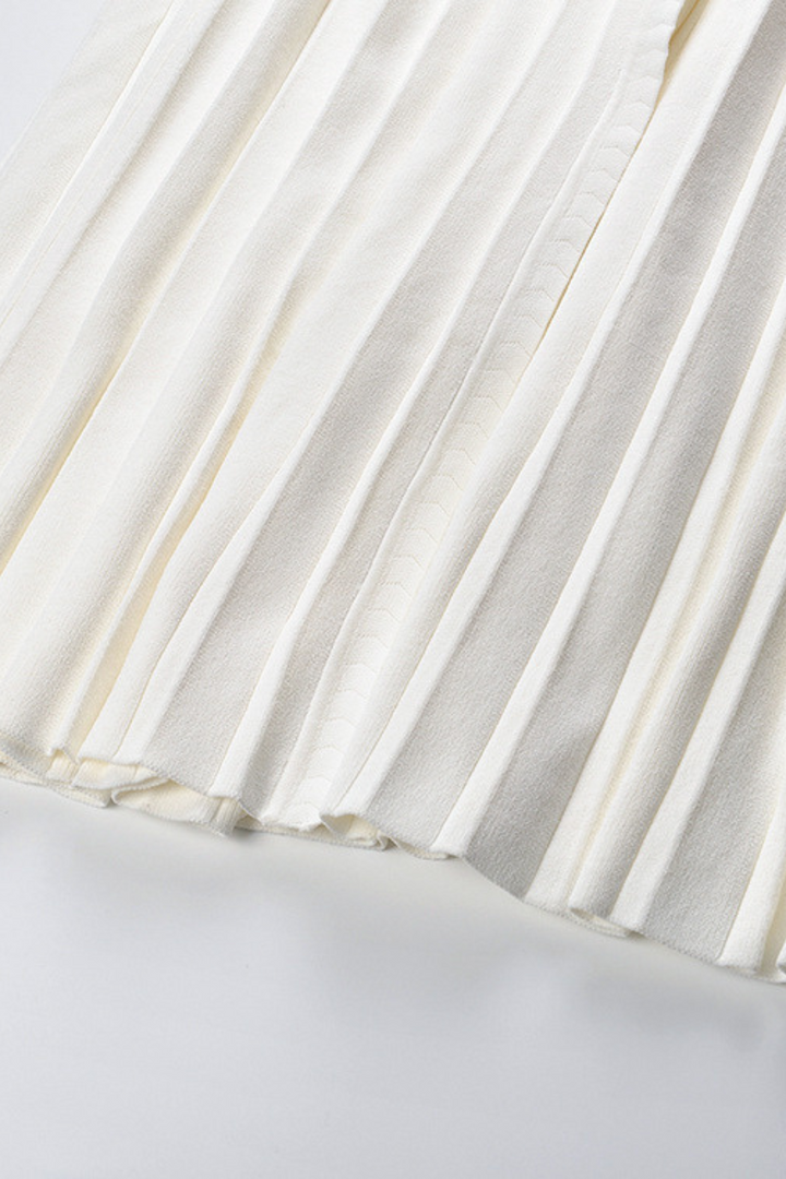 Lily – Ribbed Button Front Cardigan Top in White