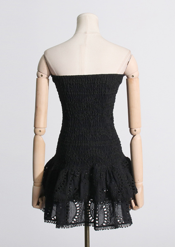 Mila  Embroidered Strapless Mini Dress