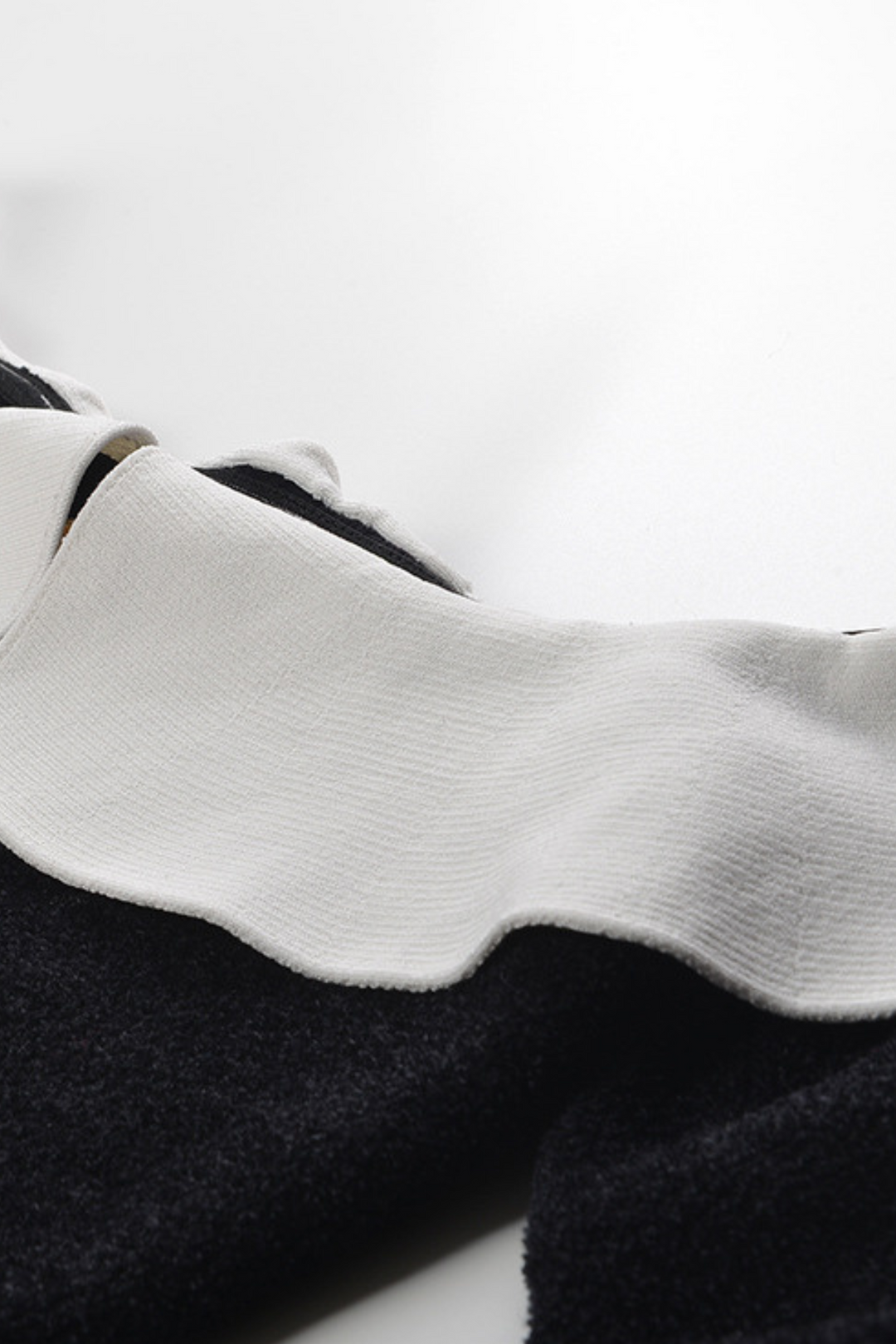 Monochrome Elegant  Ruffle off Shoulder Knit Top