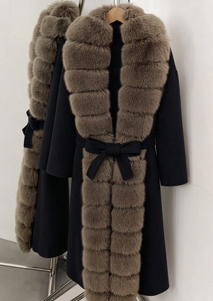 Midnight Luxe Fur  Long Coat