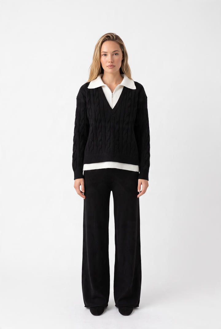 Sofia Knit Zipper Collar Cozy Set