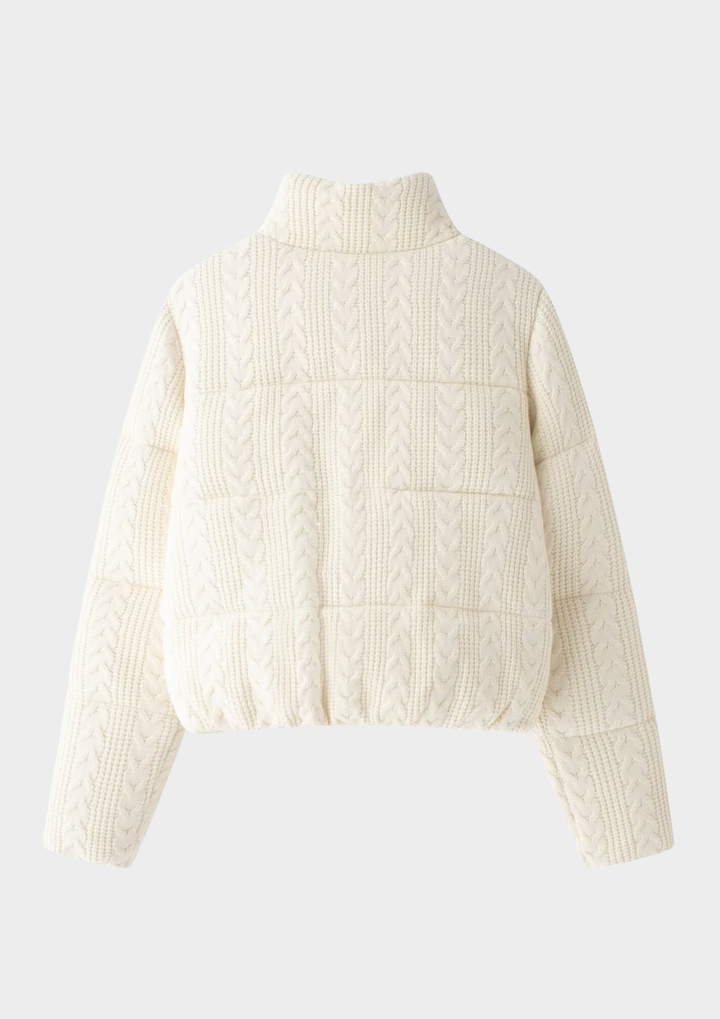 Cable Knit Cotton Zip Up Jacket