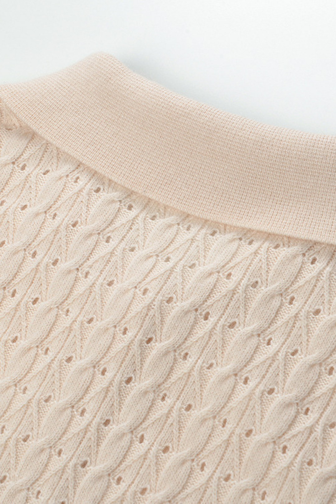 Desert Weave Polo Hollow Ice Silk Wool Top
