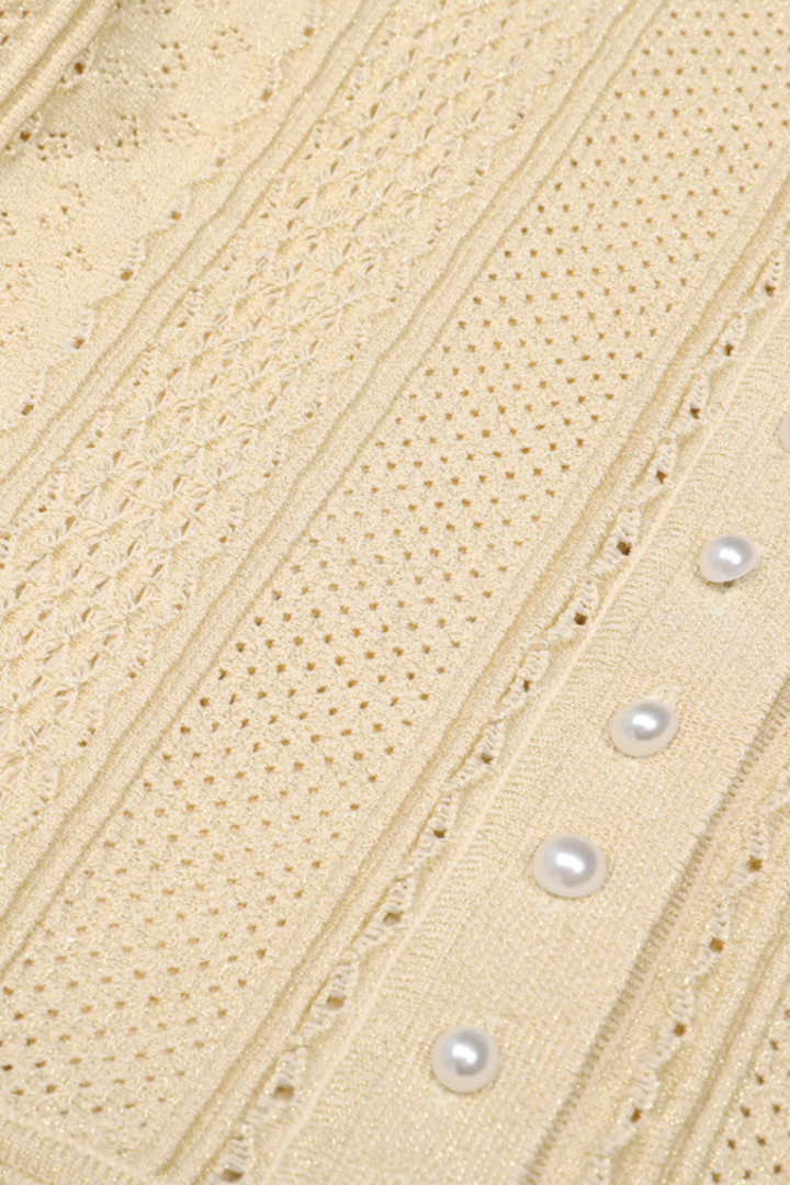 Pearl Luxe Buttoned Textured Knit Maxi Skirt Set