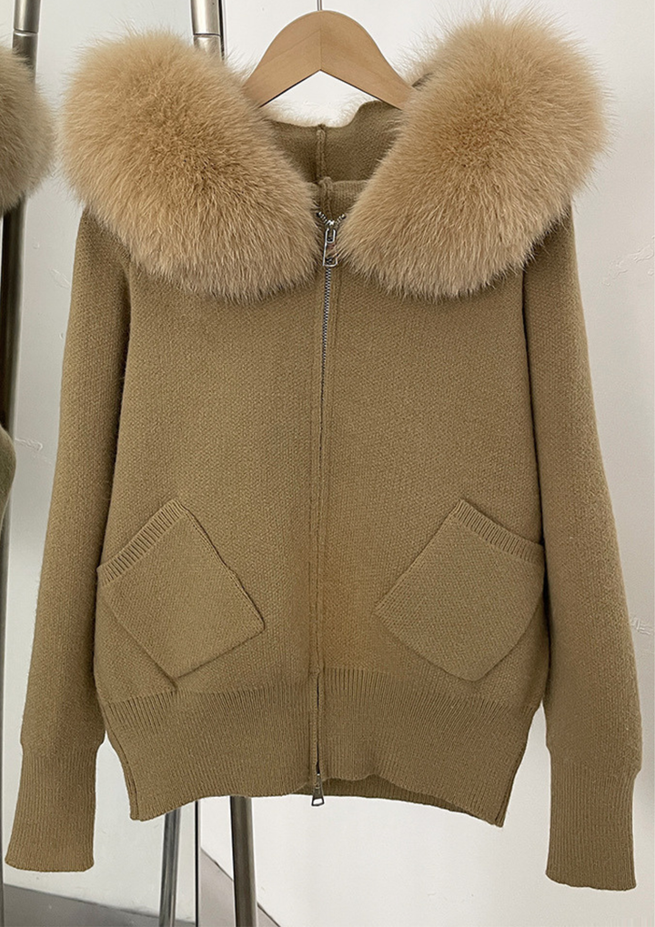 Seraphina Fur-Trimmed Knit Jacket