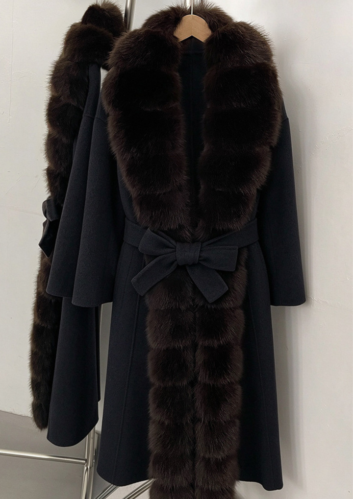 Midnight Luxe Fur  Long Coat