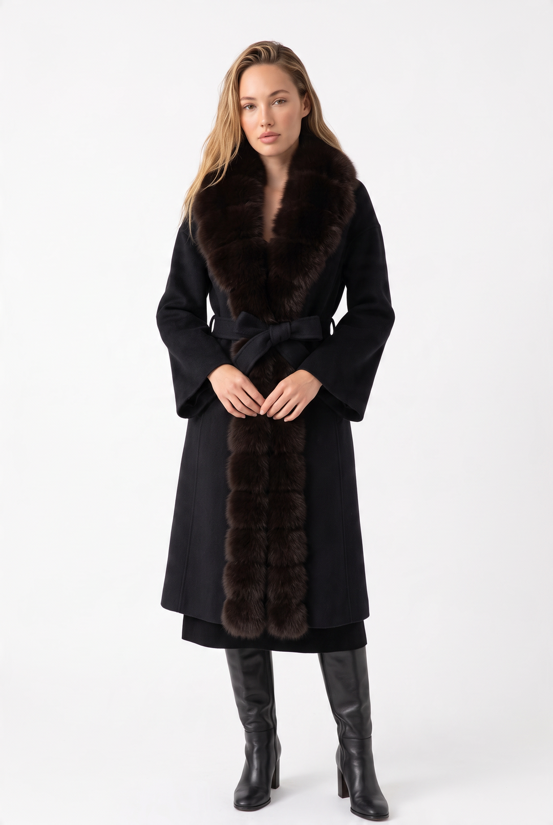 Midnight Luxe Fur  Long Coat