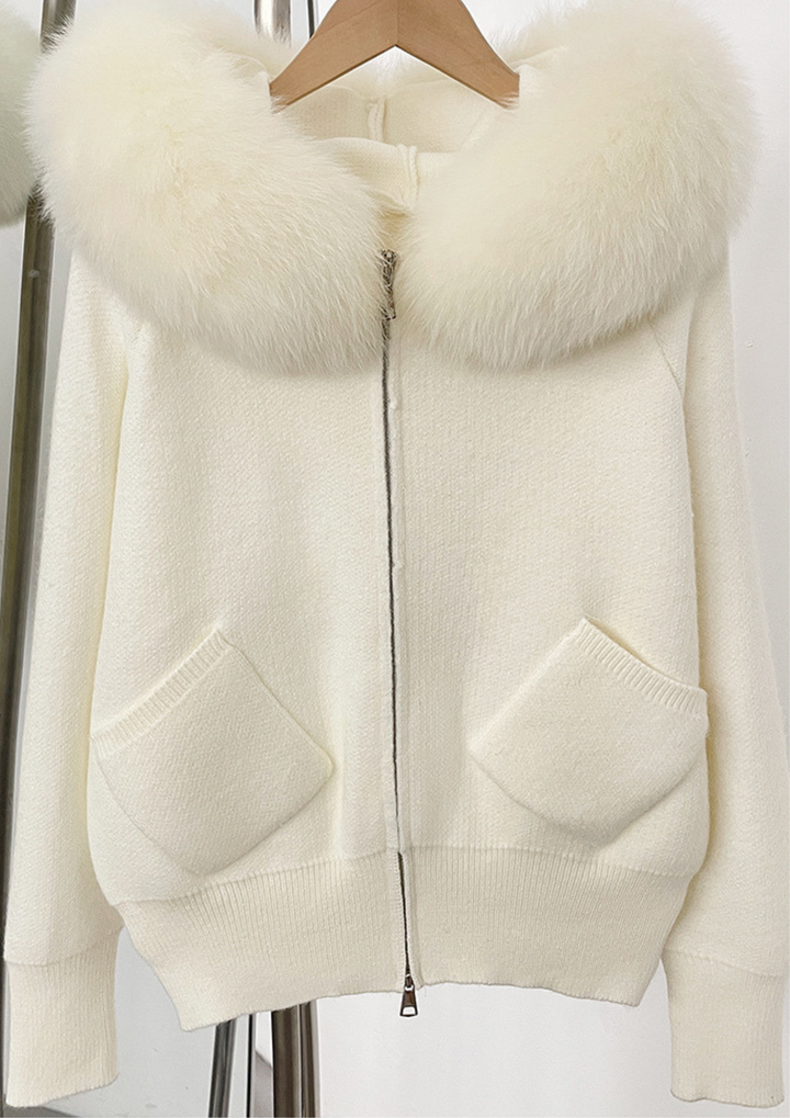 Seraphina Fur-Trimmed Knit Jacket