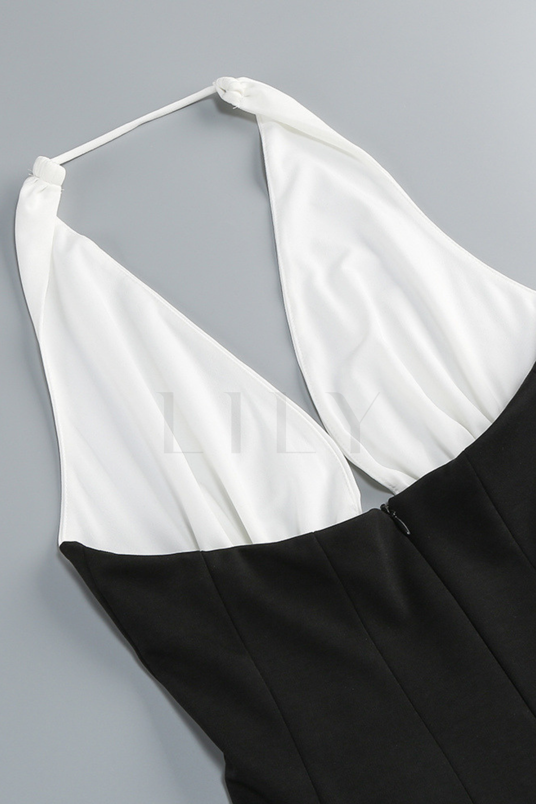 Marbella Halter Backless Contrast Mini Dress