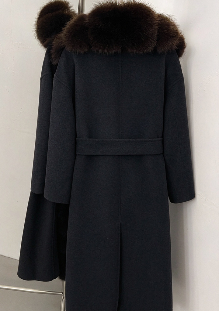 Midnight Luxe Fur  Long Coat