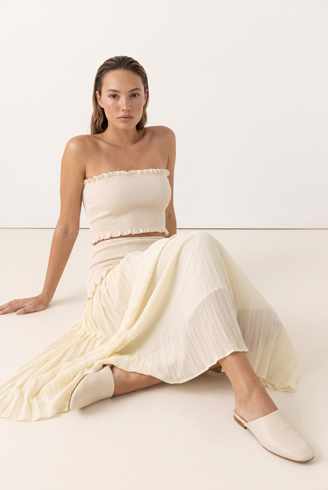 Ruffle Knit Maxi Skirt Set