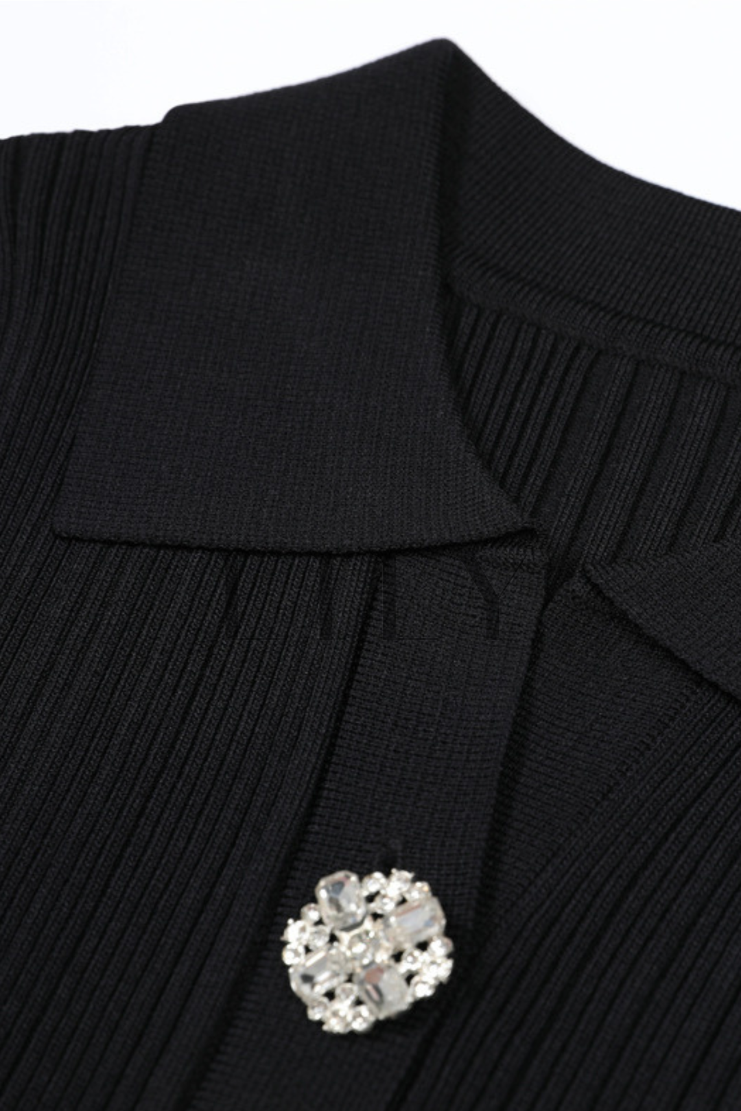 Chérie Knit Crystal Button Pleated Mini Dress