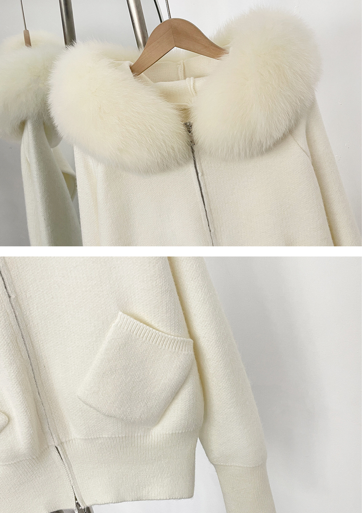 Seraphina Fur-Trimmed Knit Jacket