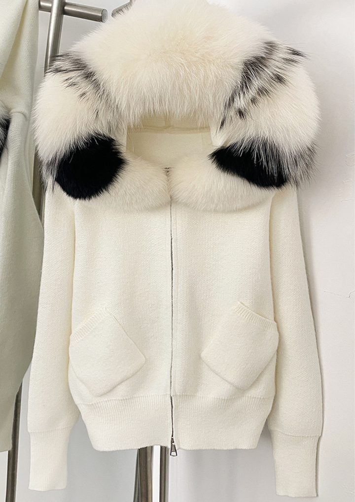 Seraphina Fur-Trimmed Knit Jacket
