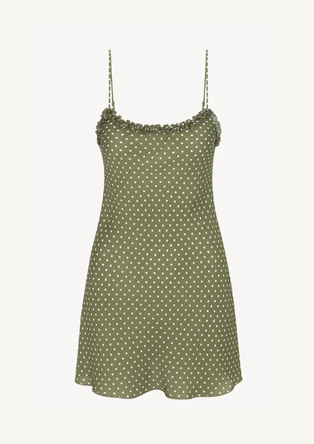 Olive Polka Mulbery Silk Mini Dress