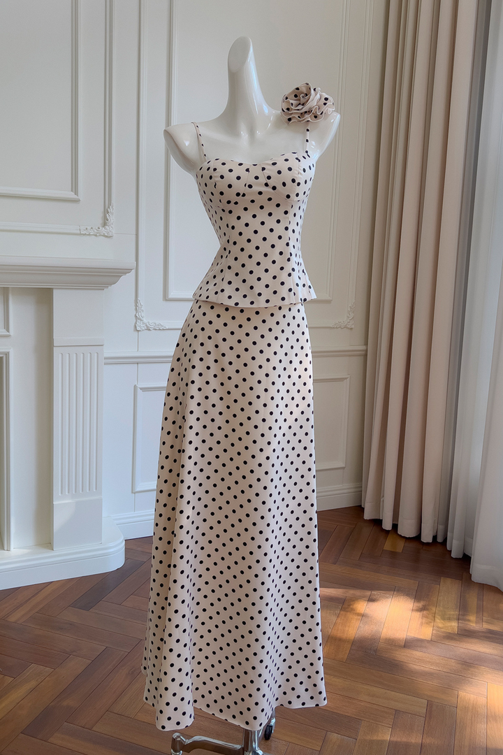 La Rosa Polka Luxe Satin Maxi Set