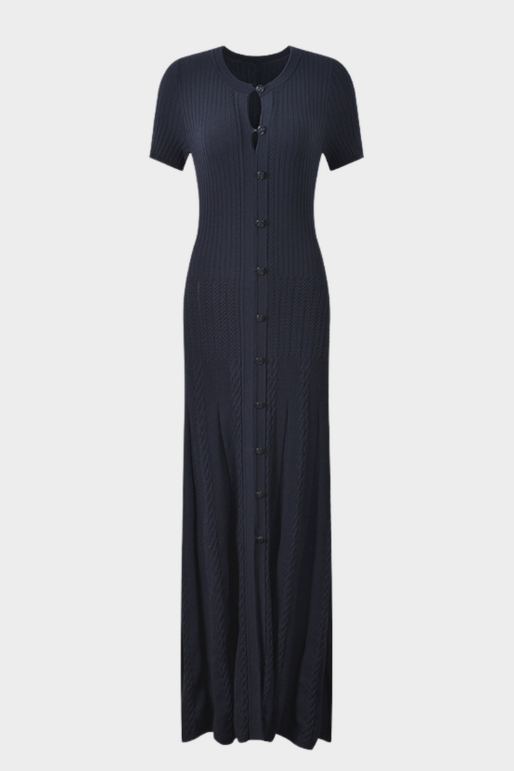 Luxe Viscose Button Down Knit Maxi Dress In Burgundy