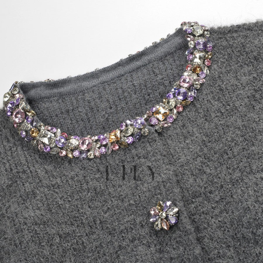 Laura Crystal Knit Cardigan Top