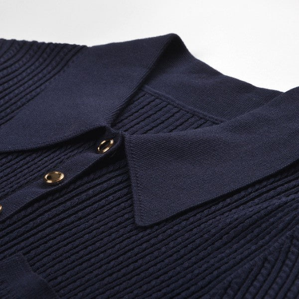 Nina Navy Cable Knit Top