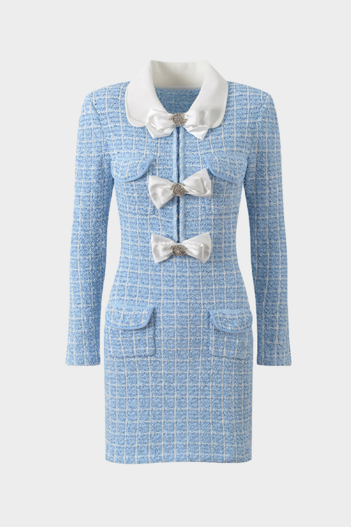 Elegance Bow Tailored Tweed Mini Dress