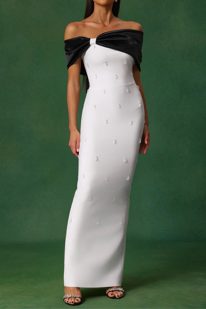 Elegant  Bow One Shoulder  Maxi Dress