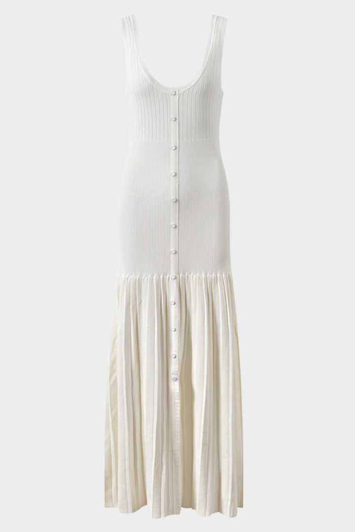 Lily – Ribbed Button Front Cardigan Top in White