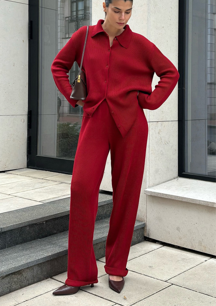 Ariana Ribbed Knit Pants Set