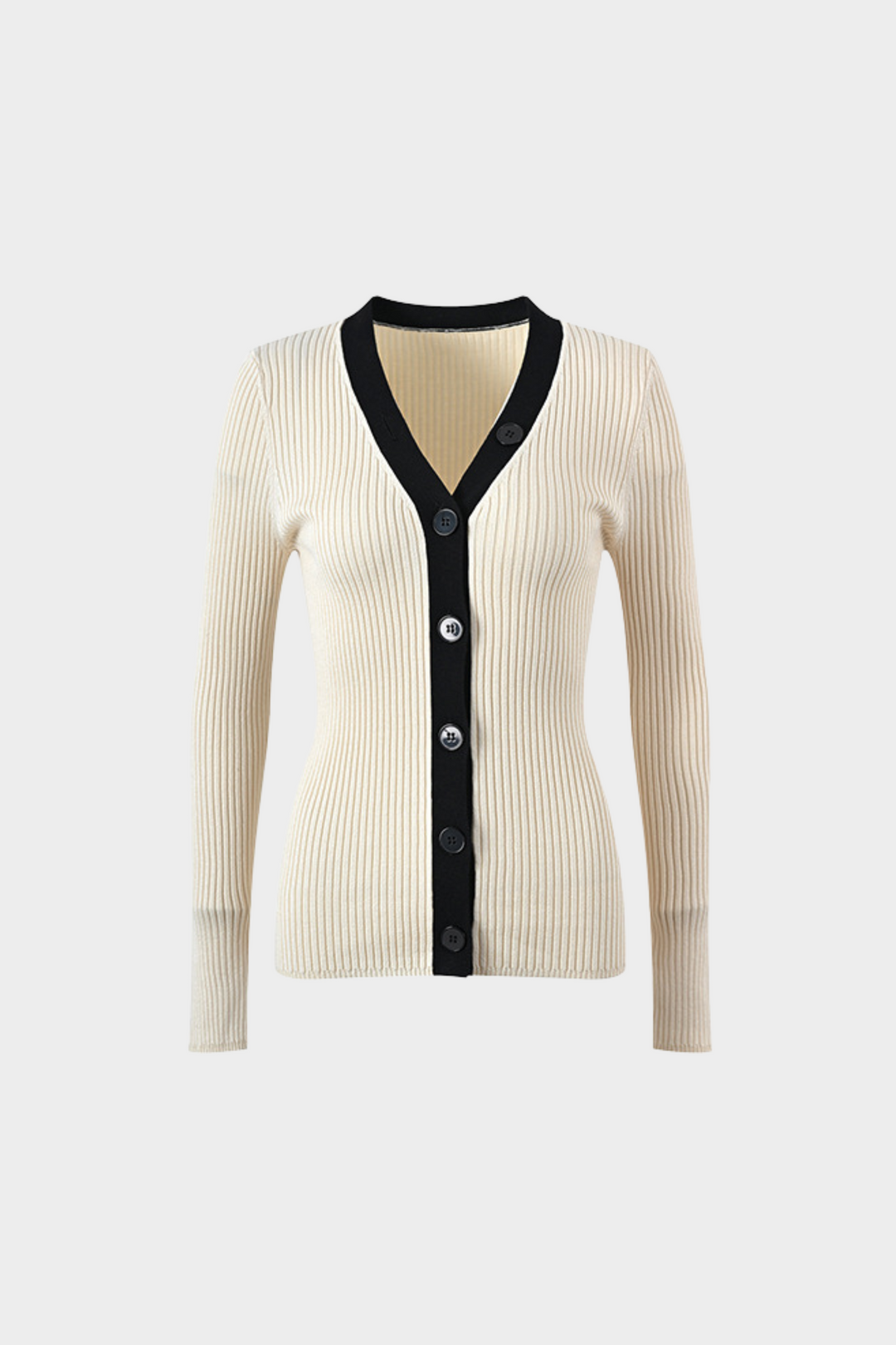 Desert Contrast Soft Wool V Neck Button Up  Top