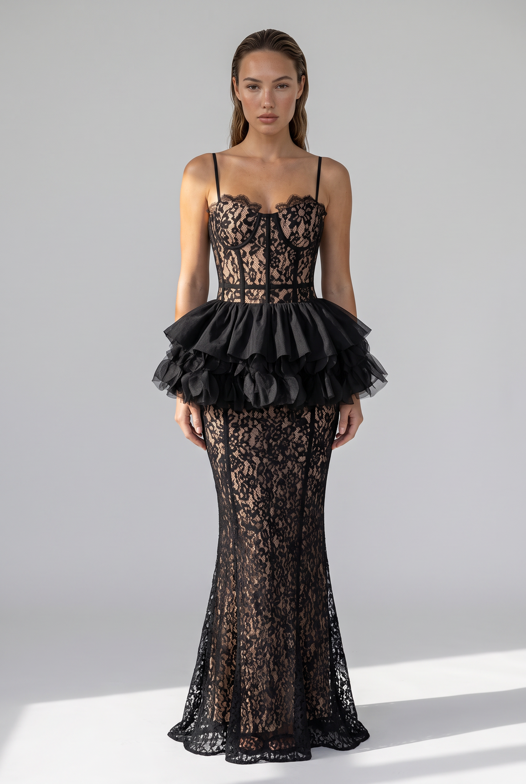 Seraphina Lace Ruffle Gown