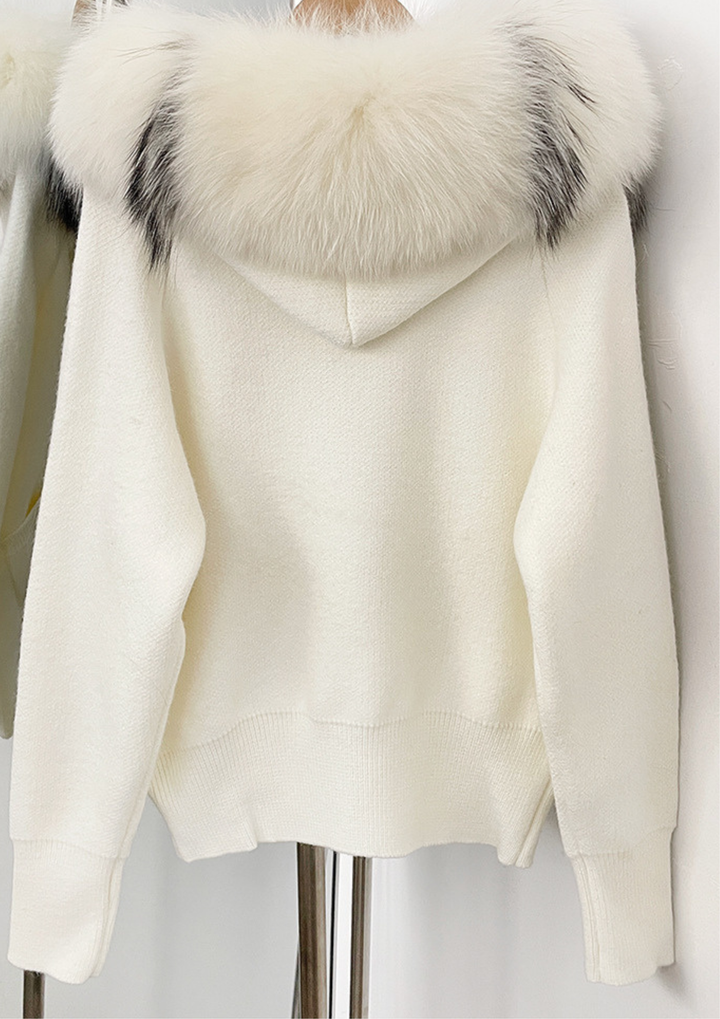 Seraphina Fur-Trimmed Knit Jacket