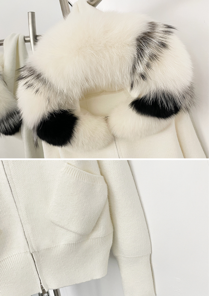 Seraphina Fur-Trimmed Knit Jacket