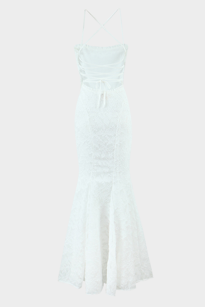 Lily - Backless Lace Up Mermaid Maxi Dress
