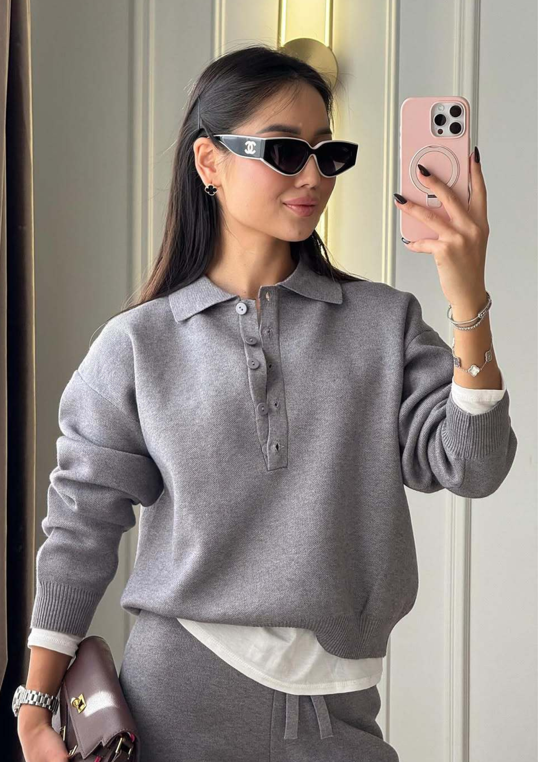 Amelia Luxe Polo Knit Set