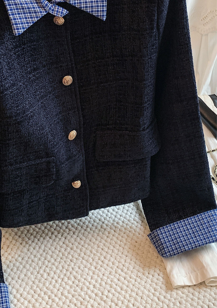 Vivienne Check Collar Tweed Top