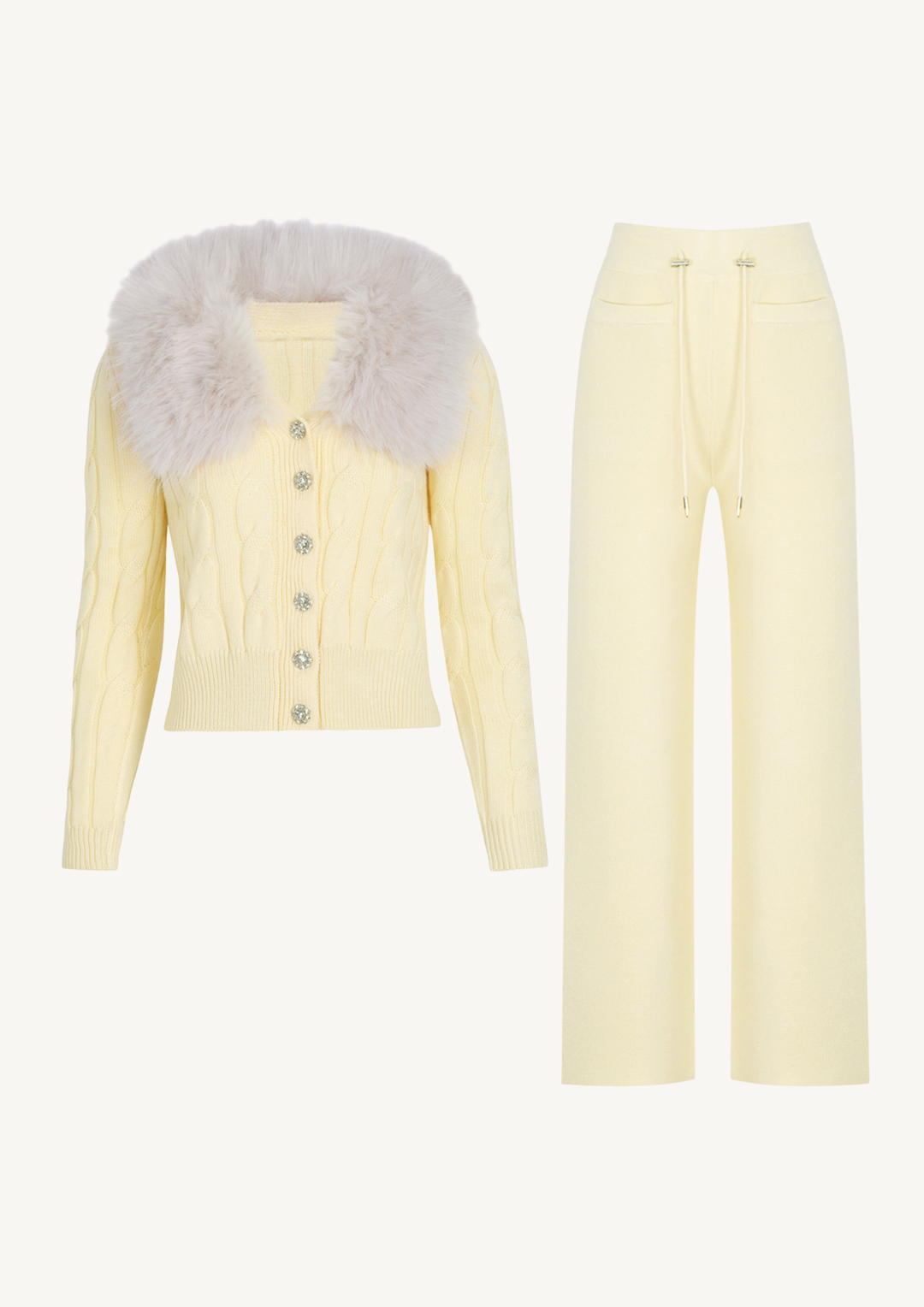Celina Crystal Fur-Trimmed Knit Set