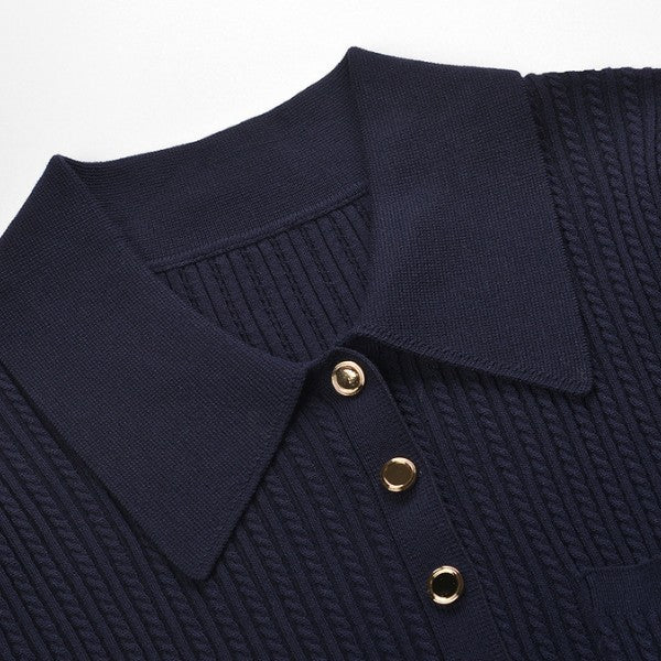 Nina Navy Cable Knit Top
