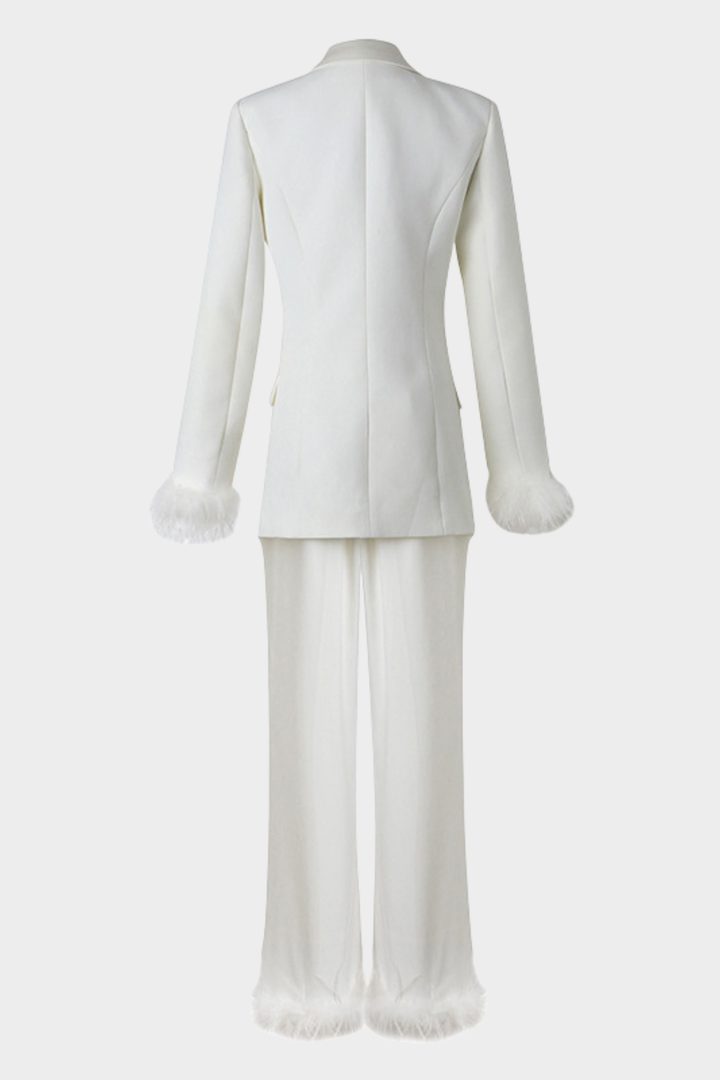 Satin Luxe Hour Feather Suit Set
