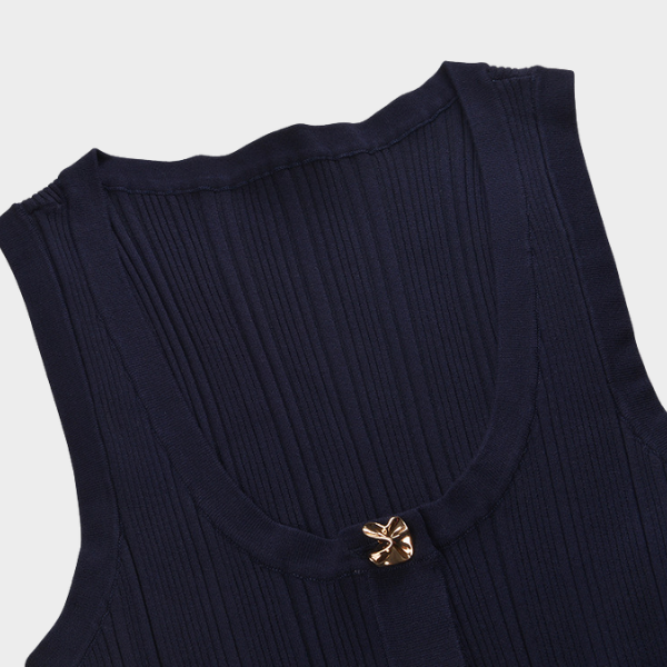 U Neck Elegant Ribbed Maxi Dress