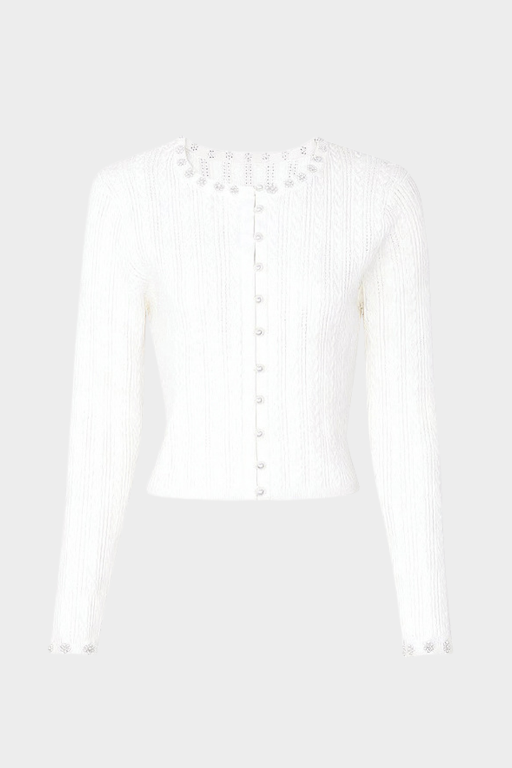 Rosette Pearl Knit Flower Cuffs  Top